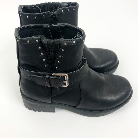 XOXO Womens Dharma Fashion Boot 5M Black Stud Buckle Strap Ankle Booties NWOB - Picture 2 of 11